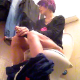 A short-haired brunette girl with dyed highlights sits down on a toilet while smoking a cigarette. Plops are heard at about 37 seconds into the clip. She wipes her ass when finished. About 4 minutes.